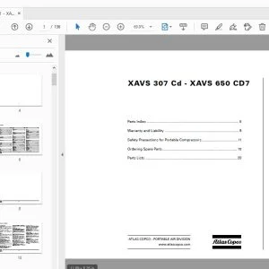 Atlas Copco XAVS 307 Cd - XAVS 650 CD7 Portable Compressor Parts Manual - PDF