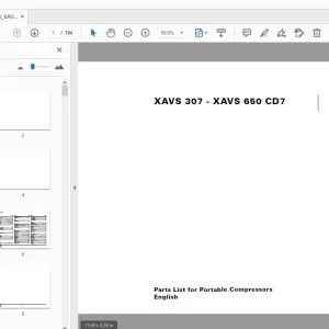 Atlas Copco XAVS 307 - XAVS 650 CD7 Portable Compressors Parts Manual - PDF DOWNLOAD