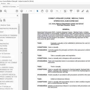 COMBAT LIFESAVER COURSE MEDICAL TASKS HANDBOOK MANUAL PDF