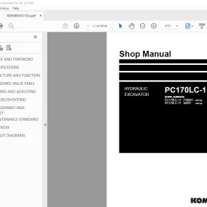 Komatsu HYDRAULIC EXCAVATOR PC170LC-11 Shop Manual WENBM00150 PDF