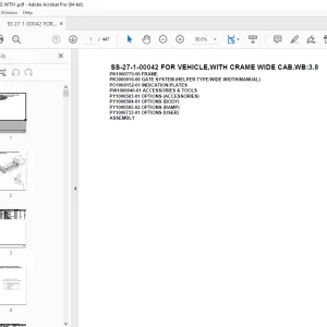 Tadano Crane SS-27-1-00042 FOR VEHICLE,CRAME ,WB:3.8 Parts Manual PDF