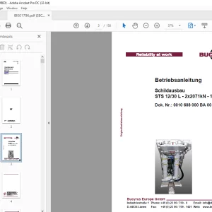 Cat Bucyrus Schildausbau STS 12/30 L-2x2071kN - 1500 Betriebsanleitung - PDF DOWNLOAD