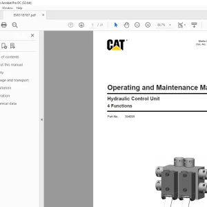 Cat Hydraulic Control Unit 4 Functions Operating and Maintenance Manual - PDF DOWNLOAD