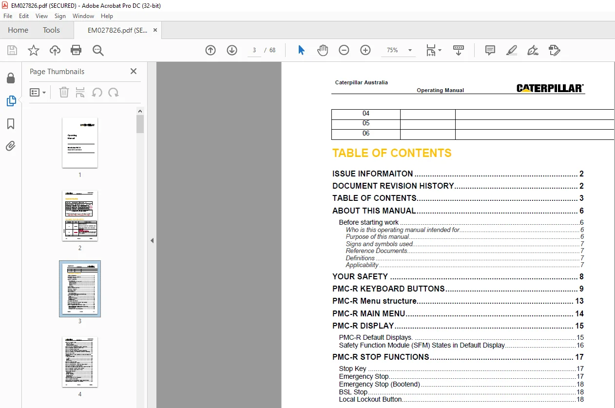 Cat Roof Support Moolarben PMC-R Operating Manual - PDF DOWNLOAD - Image 2