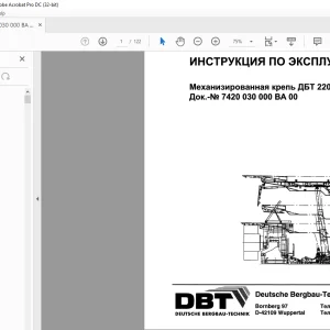 Cat Roof Support Механизированная крепь ДБТ 220480-2 х 3257 кН ИНСТРУКЦИЯ ПО ЭКСПЛУАТАЦИИ - PDF