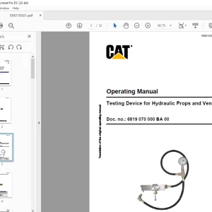 Cat Testing Device for Hydraulic Props and Vents Operating Manual - PDF DOWNLOAD