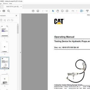 Cat Testing Device for Hydraulic Props and Vents Operating Manual - PDF DOWNLOAD