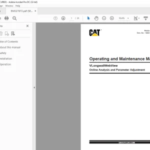 Cat VLongwallWebView Online Analysis and Parameter Adjustment Operating and Maintenance Manual