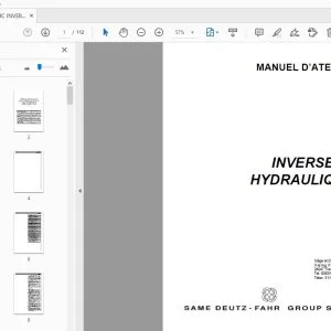 DEUTZ FAHR INVERSEUR HYDRAULIQUE 80-105 MANUEL D’ATELIER - PDF DOWNLOAD
