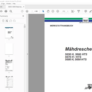 Deutz Fahr 5650 H, 5660 HTS 5670 H / HTS 5680 H, 5690 HTS WERKSTATTHANDBUCH PDF