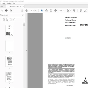 Deutz Fahr 912 913 WERKSTATTHANDBUCH 0297 9763 PDF