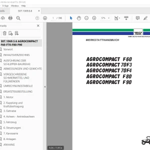 Deutz Fahr AGROCOMPACT F60 70F3 70F4 F80 F90 WERKSTATTHANDBUCH PDF