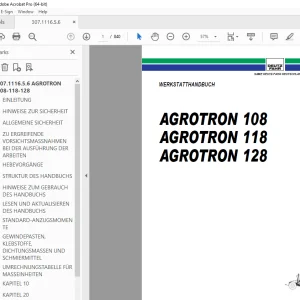 Deutz Fahr AGROTRON 108 118 128 WERKSTATTHANDBUCH PDF