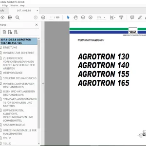 Deutz Fahr AGROTRON 130 140 155 165 WERKSTATTHANDBUCH PDF