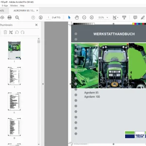 Deutz Fahr Agrofarm 85 Agrofarm 100 WERKSTATTHANDBUCH PDF