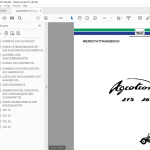 Deutz Fahr Agrotron 215 Agrotron 265 WERKSTATTHANDBUCH PDF