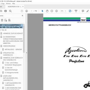 Deutz Fahr Agrotron K90 K100 K110 K120 WERKSTATTHANDBUCH PDF