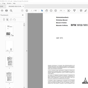 Deutz Fahr BFM 1012 1013 WERKSTATTHANDBUCH 0297 9771 PDF