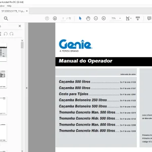 Genie Caçamba 500 litros Caçamba 800 litros Manual do operador 57.0303.5179 - PDF DOWNLOAD