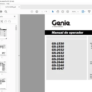 Genie GS-1530 GS-1930 GS-2032 GS-2632 GS-3232 GS-2046 GS-2646 GS-3246 GS-4047 Manual do operador 1270100GTPB