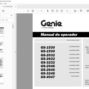 Genie GS-1530 GS-1930 GS-2032 GS-2632 Manual do operador T107026PB - PDF DOWNLOAD