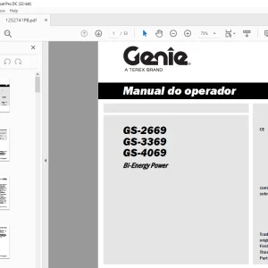 Genie GS-2669 CE GS-3369 GS-4069 Bi-Energy Power Manual do operador 1252741PB - PDF