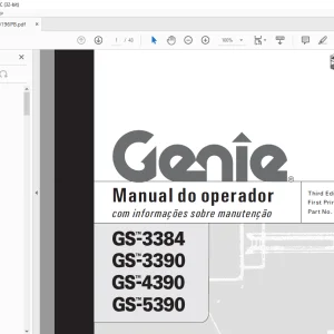 Genie GS-3384 GS-3390 GS-4390 GS-5390 Manual do operador 1000196PB-  PDF DOWNLOAD