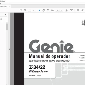 Genie Z-34/22 Bi-Energy Power Manual do operador 1000049PB- PDF DOWNLOAD