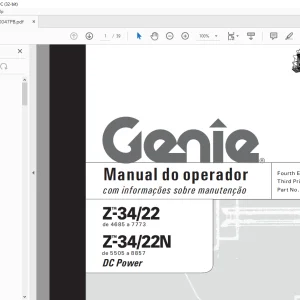 Genie Z-34/22 Z-34/22N DC Power Manual do operador 1000047PB  - PDF DOWNLOAD