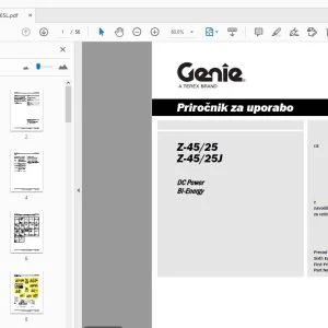 Genie Z-45/25 Z-45/25J DC Power Bi-Energy Priročnik za uporabo - PDF DOWNLOAD