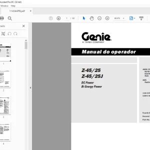 Genie Z-4525 Z-4525J DC Power Bi-Energy Power Manual do operador 114344pb - PDF DOWNLOAD