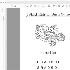 Iseki  Bush Cutter SRA 950 F SRA 950 Parts Manual - PDF DOWNLOAD