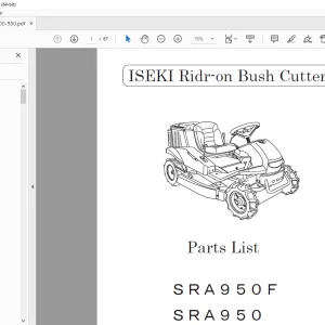 Iseki Ridr Bush Cutter SRA950F SRA950 Parts Manual - PDF DOWNLOAD