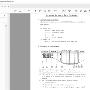 Iseki SF 200M SF 230M Tractors Parts Manual PDF