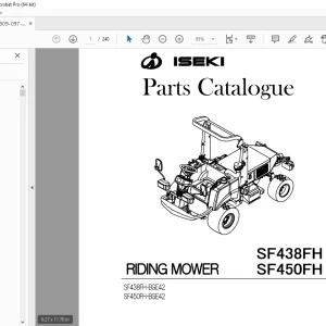 Iseki SF438FH SF450FH Riding Mower Parts Manual PDF DOWNLOAD