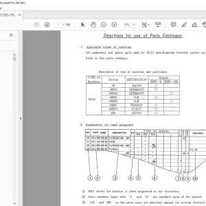 Iseki SG13 Lawn & Garden tractorst  Parts Manual -PDF DOWNLOAD