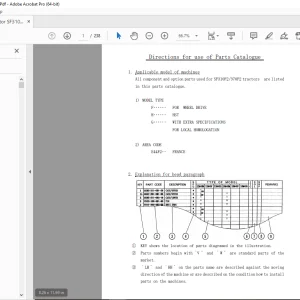 Iseki Tractor SF310F/2370F2 Parts Manual PDF DOWNLOAD