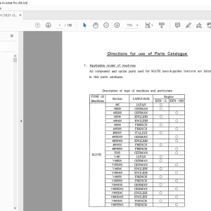 Iseki Tractor SG17H Lawn & Garden Parts Manual - PDF DOWNLOAD