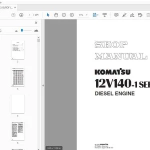 KOMATSU 12V140-1 SERIES DIESEL ENGINE SHOP MANUAL SEBM028318 - PDF DOWNLOAD