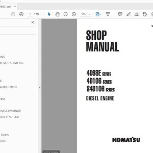 KOMATSU 4D98E, 4D108, S4D108 SERIES DIESEL ENGINE SHOP MANUAL WEBM4D9801 - PDF