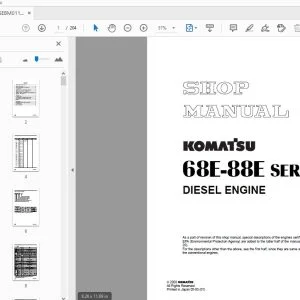 KOMATSU 68E-88E SERIES DIESEL ENGINE SHOP MANUAL SEBM011501 - PDF