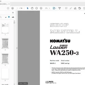 KOMATSU AVANCE LOADER WA250-3 SHOP MANUAL SEBM005910 - PDF DOWNLOAD
