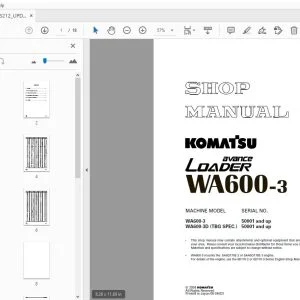 KOMATSU AVANCE LOADER WA600-3 SHOP MANUAL SEBM013212 - PDF DOWNLOAD