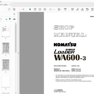 KOMATSU AVANCE LOADER WA600-3 SHOP MANUAL SEBM013213 - PDF DOWNLOAD