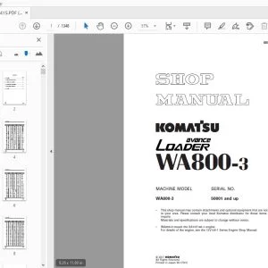 KOMATSU AVANCE LOADER WA800-3 SHOP MANUAL SEBM013415 - PDF DOWNLOAD