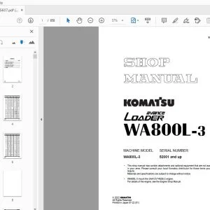 KOMATSU AVANCE LOADER WA800L-3 SHOP MANUAL SEBM035607 - PDF DOWNLOAD