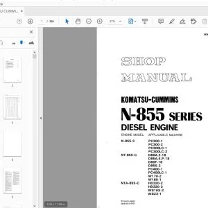 KOMATSU CUMMINS N-855 SERIES DIESEL ENGINE SHOP MANUAL SEBE6710A03 - PDF DOWNLOAD