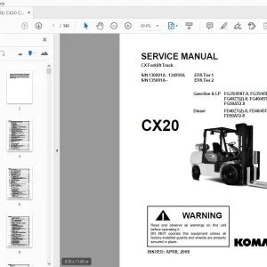 KOMATSU CX20 CX FORKLIFT TRUCK SERVICE MANUAL SM202 - PDF DOWNLOAD