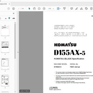 KOMATSU D155AX-5 iBLADE SPECIFICATION SHOP MANUAL SEBM038800 - PDF