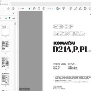 KOMATSU D21A,P,PL-8 SHOP MANUAL SEN06706-03 - PDF DOWNLOAD